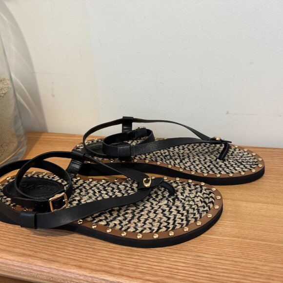 Coach Gracey Leather Thong Sandal – Black – Size 8.5 - Picture 7 of 11